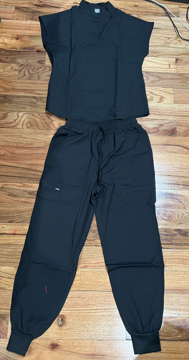 NiaaHinn Black Scrub Top and Pants Set - Size S