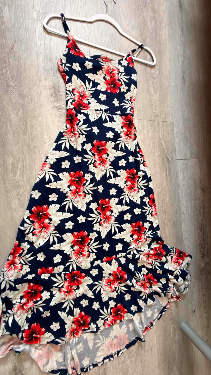 Navy Floral Midi Dress