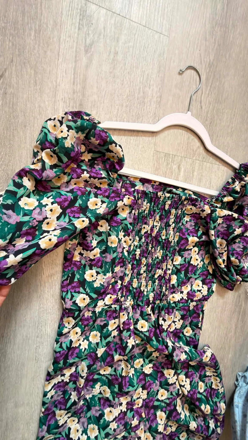 Floral Puff Sleeve Square Neck Dress - photo 2