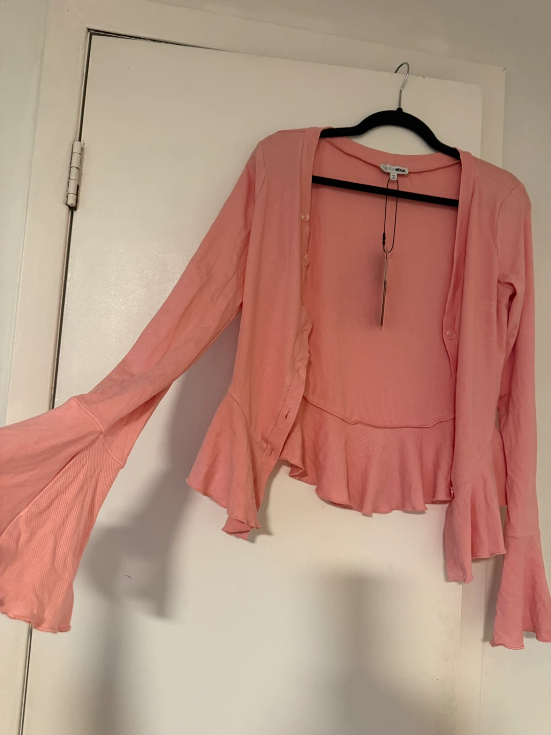 Fashion Nova Pink Ruffle Cardigan
