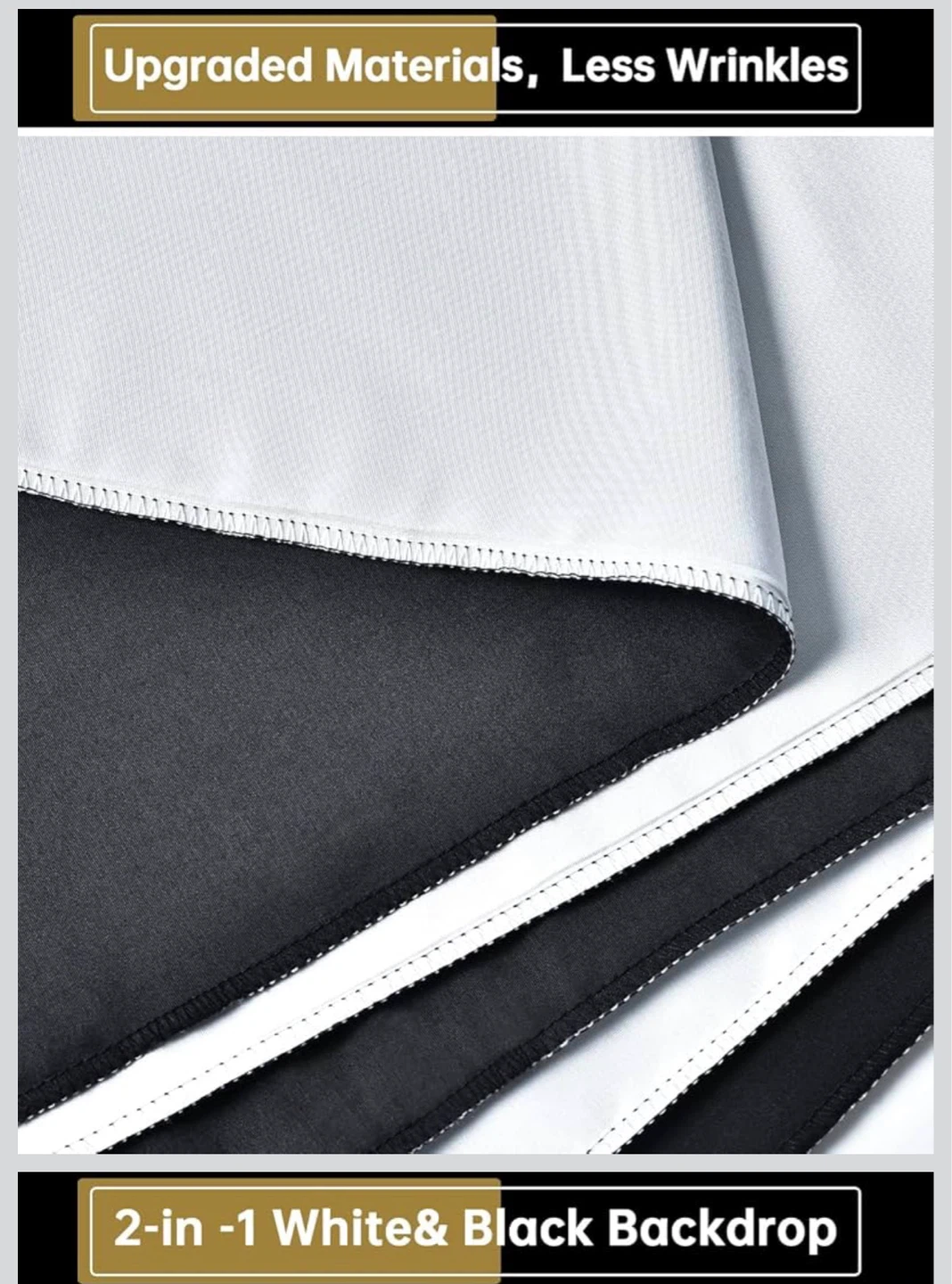 UTEBIT 2-in-1 White & Black Backdrop with 4 Clamps - photo 2