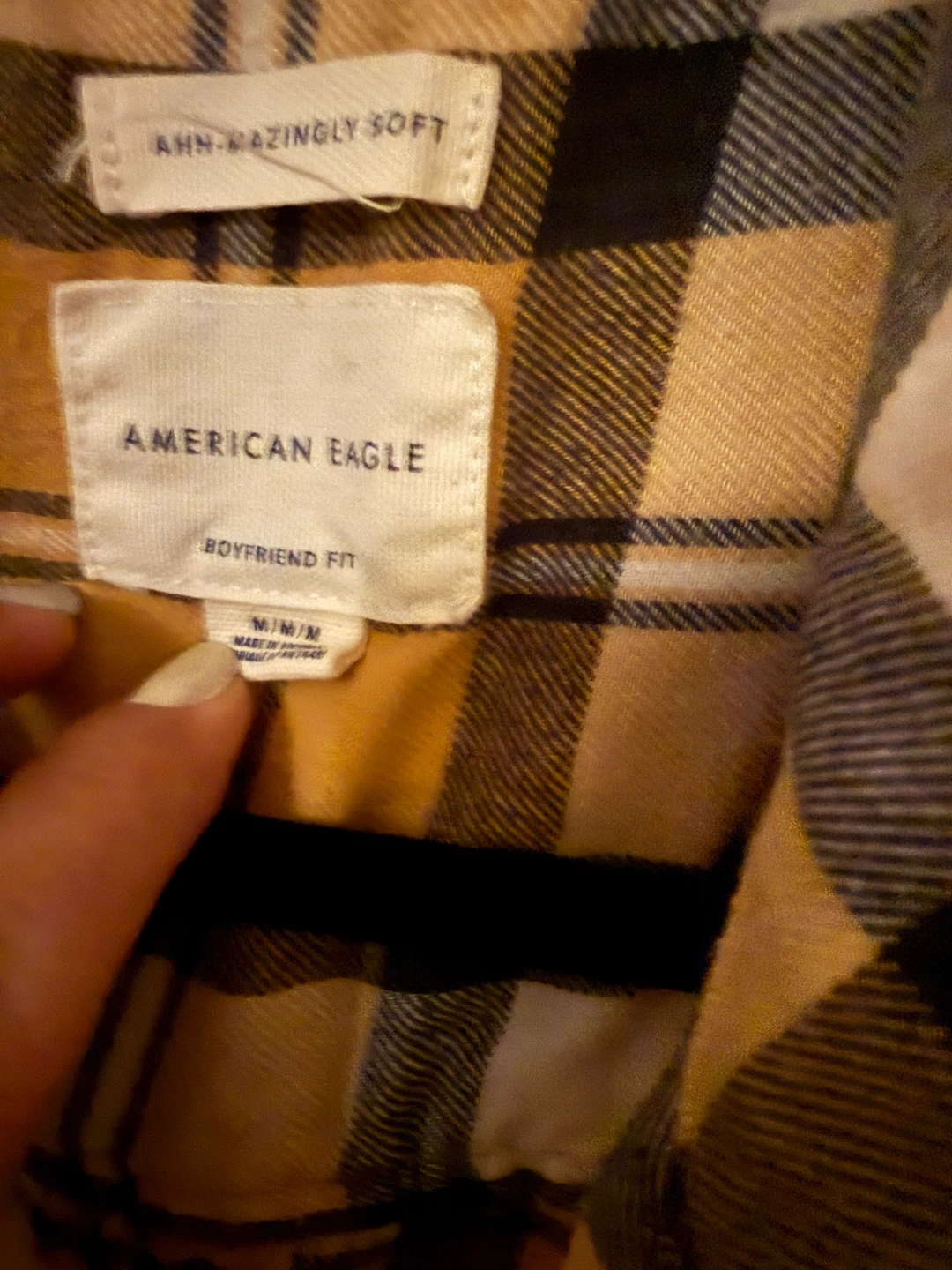 American Eagle Plaid Boyfriend Fit Flannel Shirt - Size M - photo 2