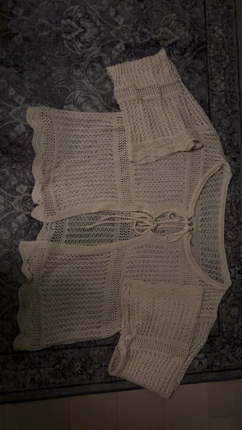 Cream Crochet Cardigan