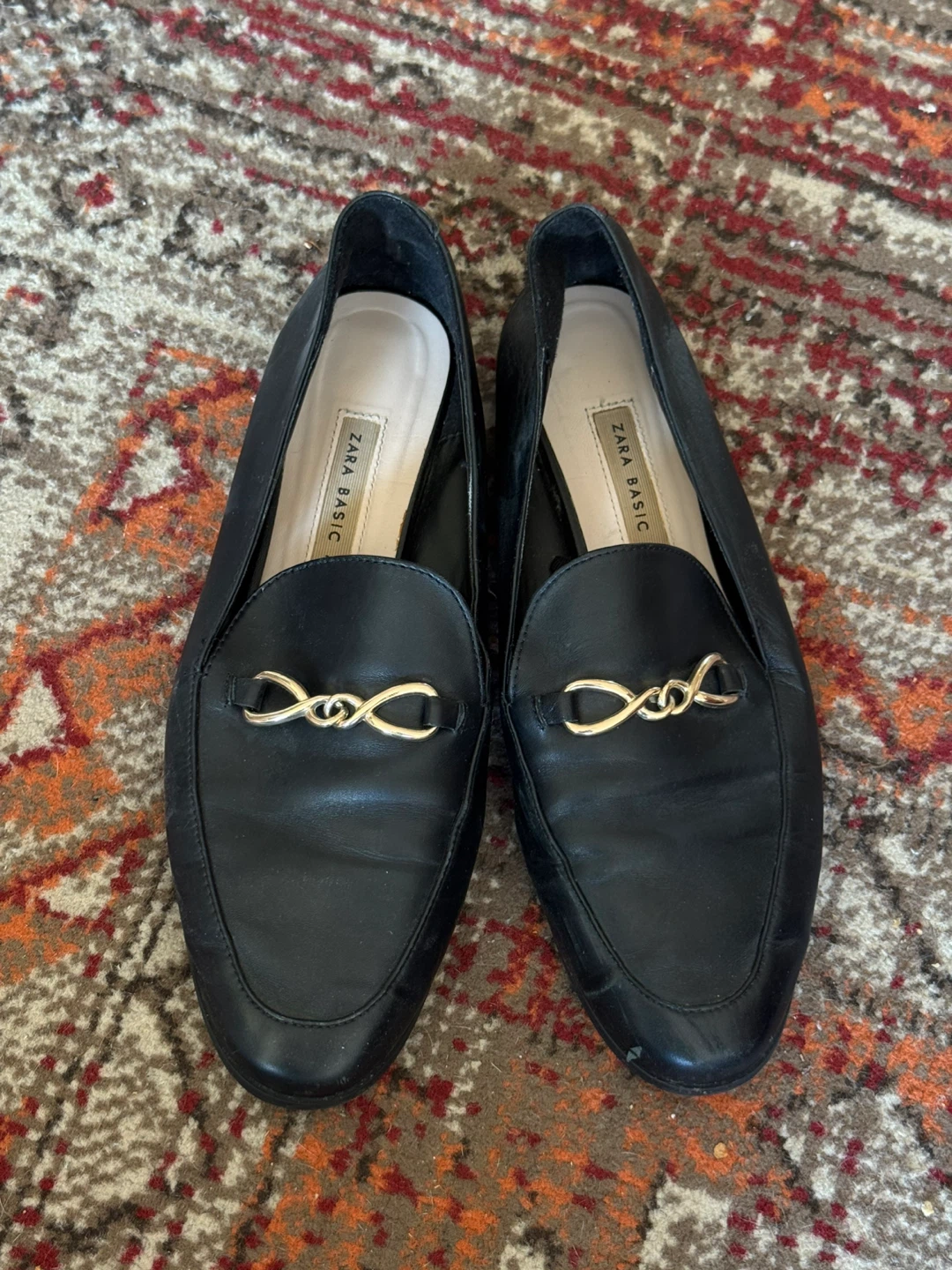 Zara Basic Black Loafers with Gold Detail - photo 3
