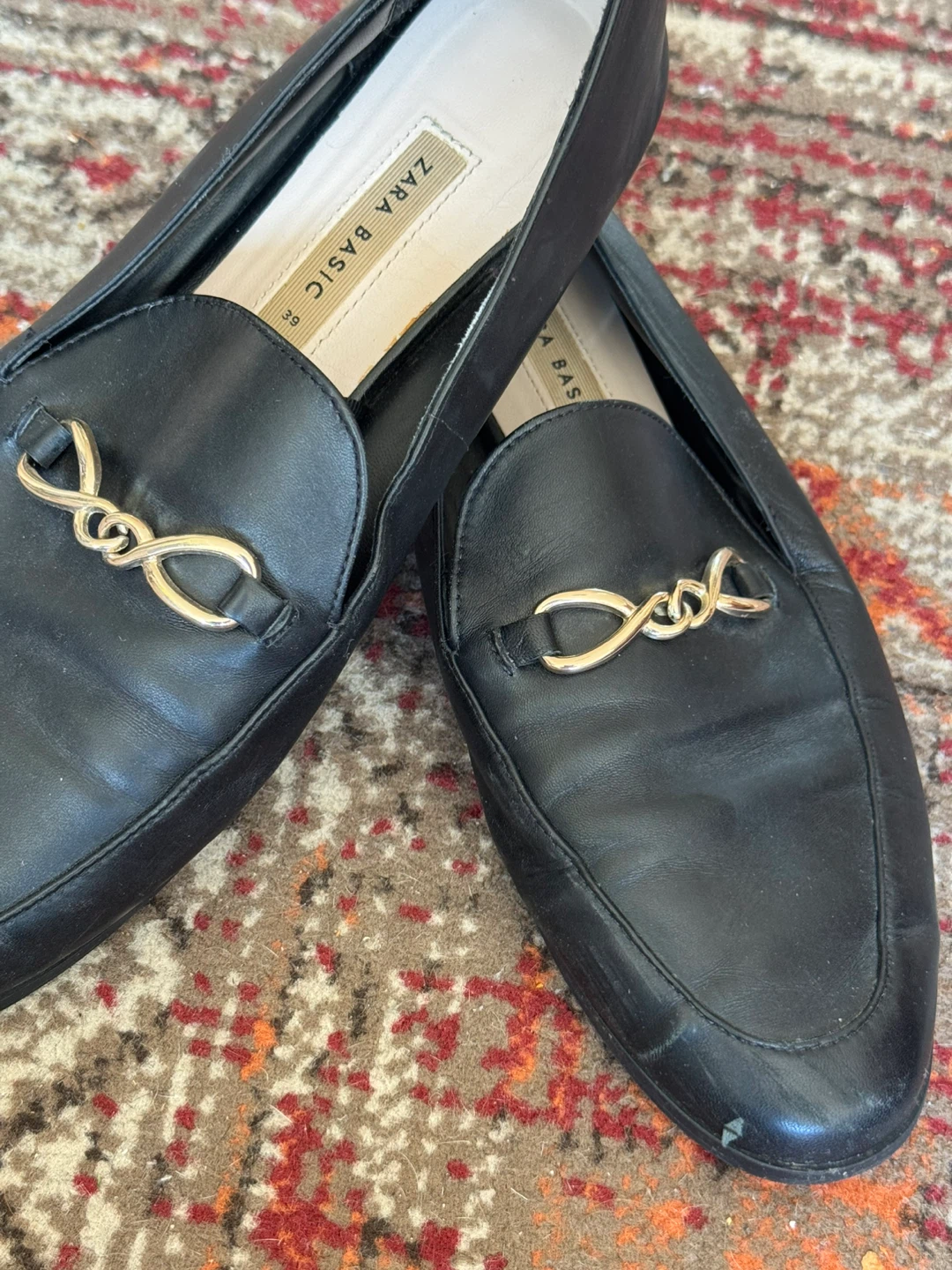 Zara Basic Black Loafers with Gold Detail - photo 2