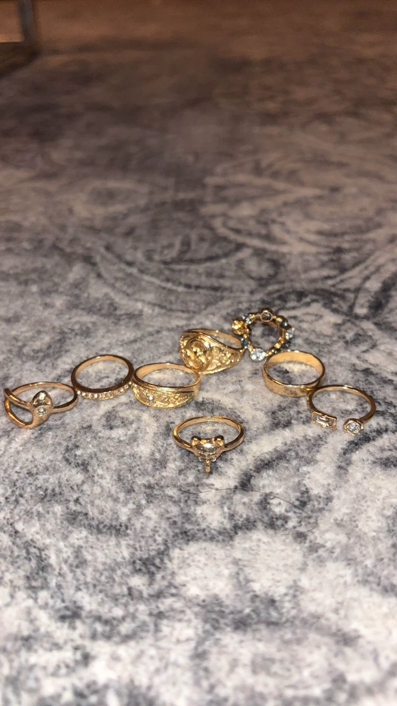 Assorted Gold Tone Rings - Set of 8