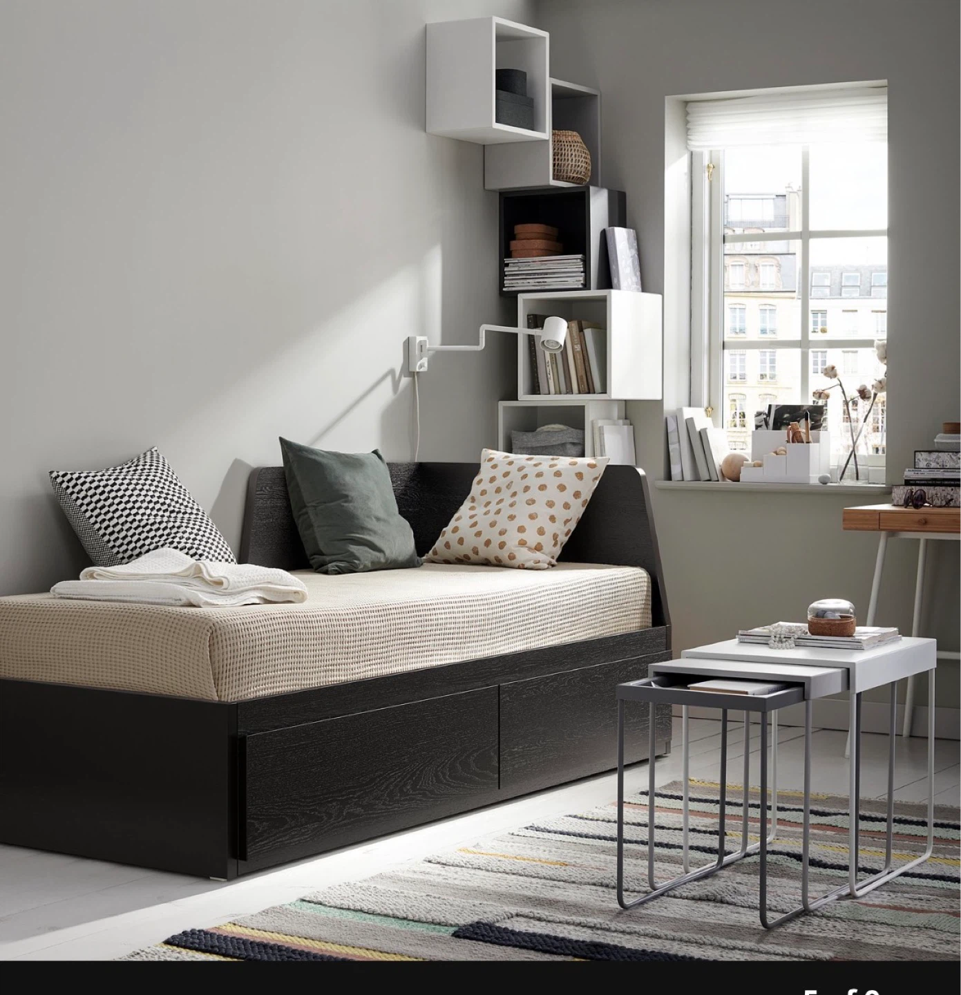 IKEA FLEKKE Daybed Frame with 2 Drawers - Black-Brown, Twin