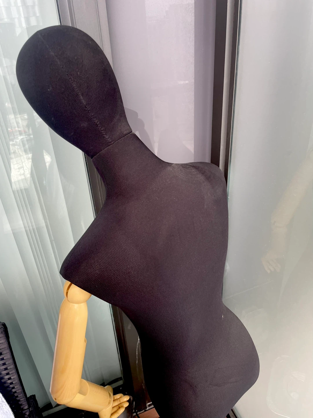 Black Mannequin Torso with Articulated Wooden Arms - photo 2