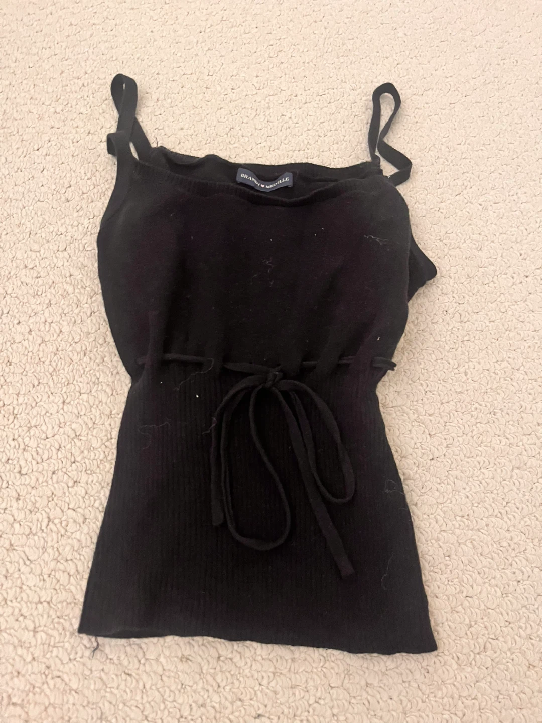 Black Brandy Melville Ribbed Tank Top with Tie