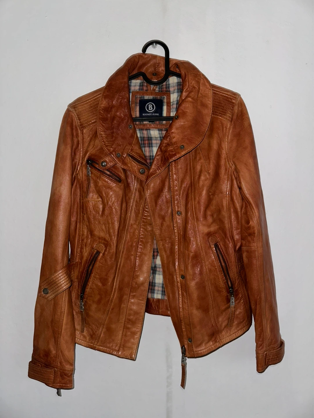 Bogner Jeans Brown Leather Jacket Size 34