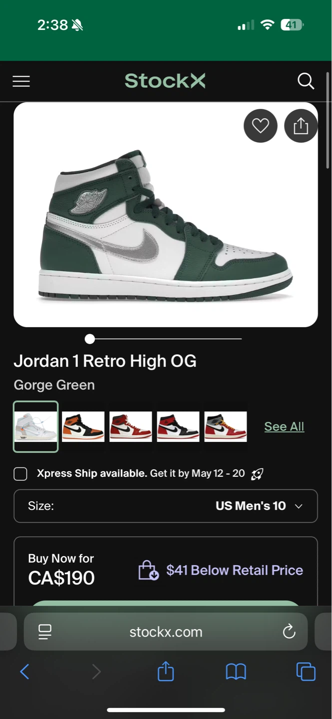 Jordan 1 Retro High OG Gorge Green