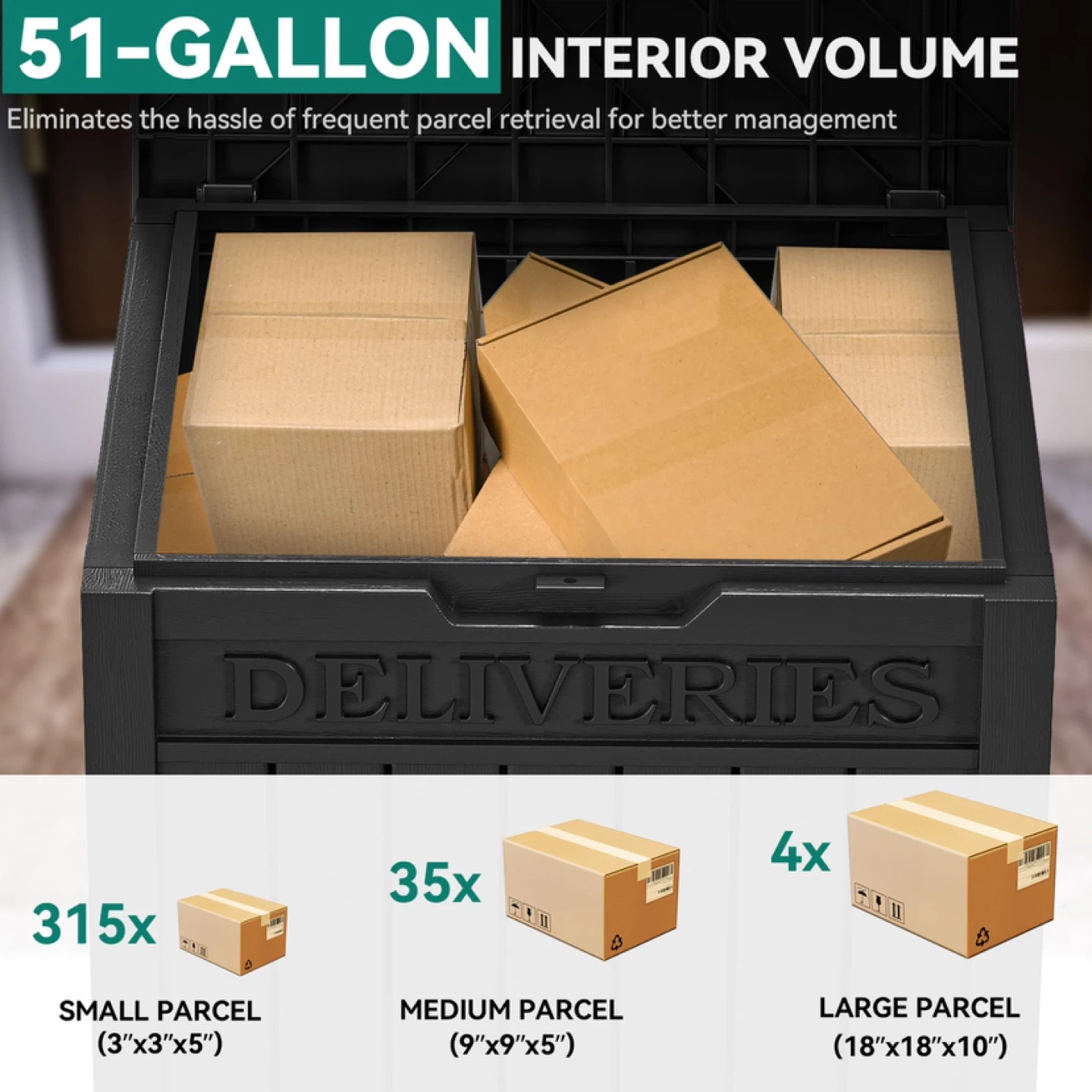 YITAHOME Resin Package Delivery Box 51 Gallon - photo 3