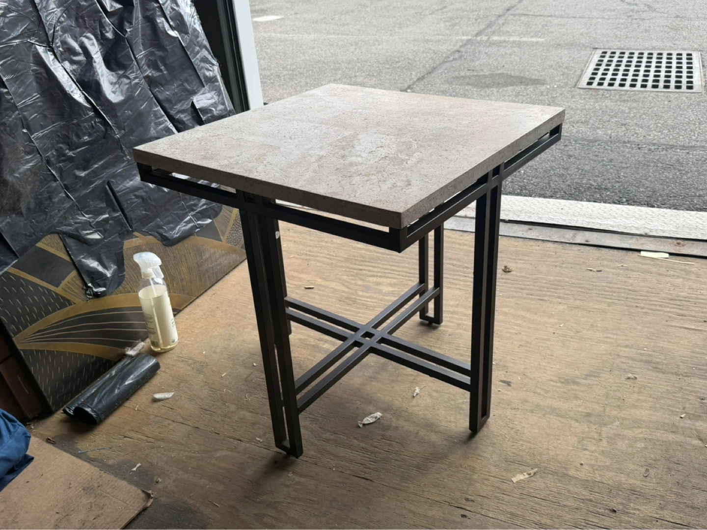 Set of 3 Stone Top Tables with Metal Frames - photo 4