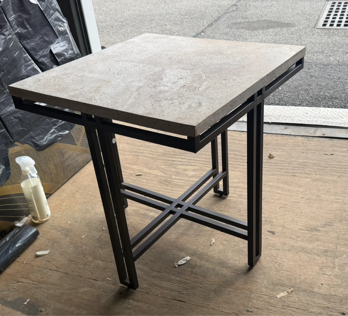 Set of 3 Stone Top Tables with Metal Frames - photo 5