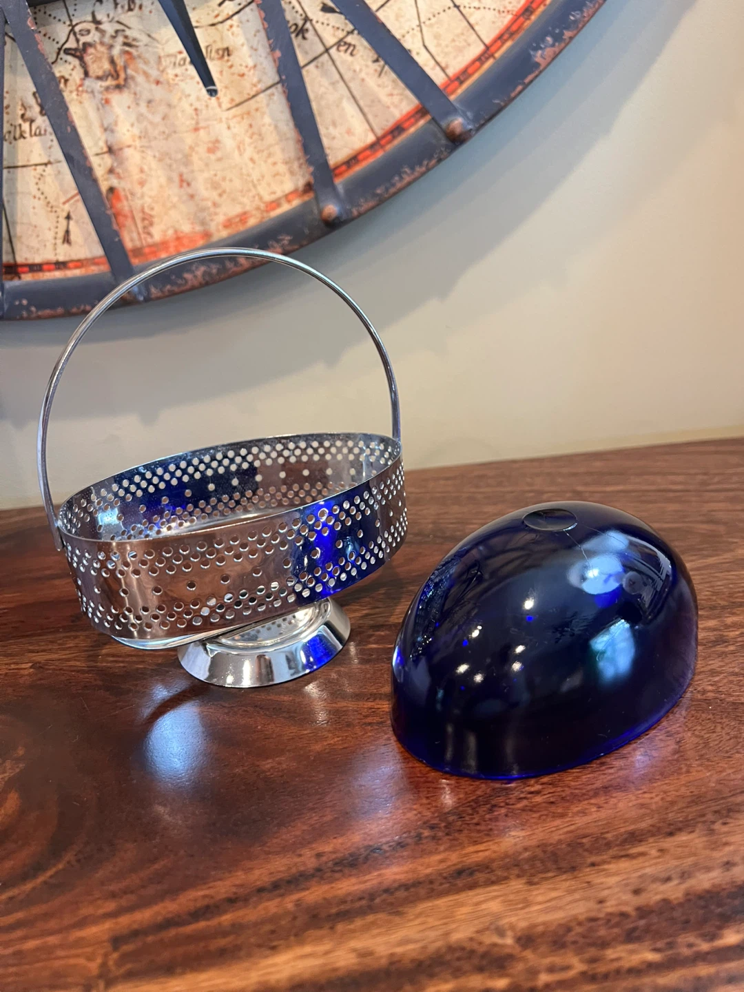 Vintage Cobalt Blue Glass Sugar Bowl/Jam/Candy Dish - photo 4