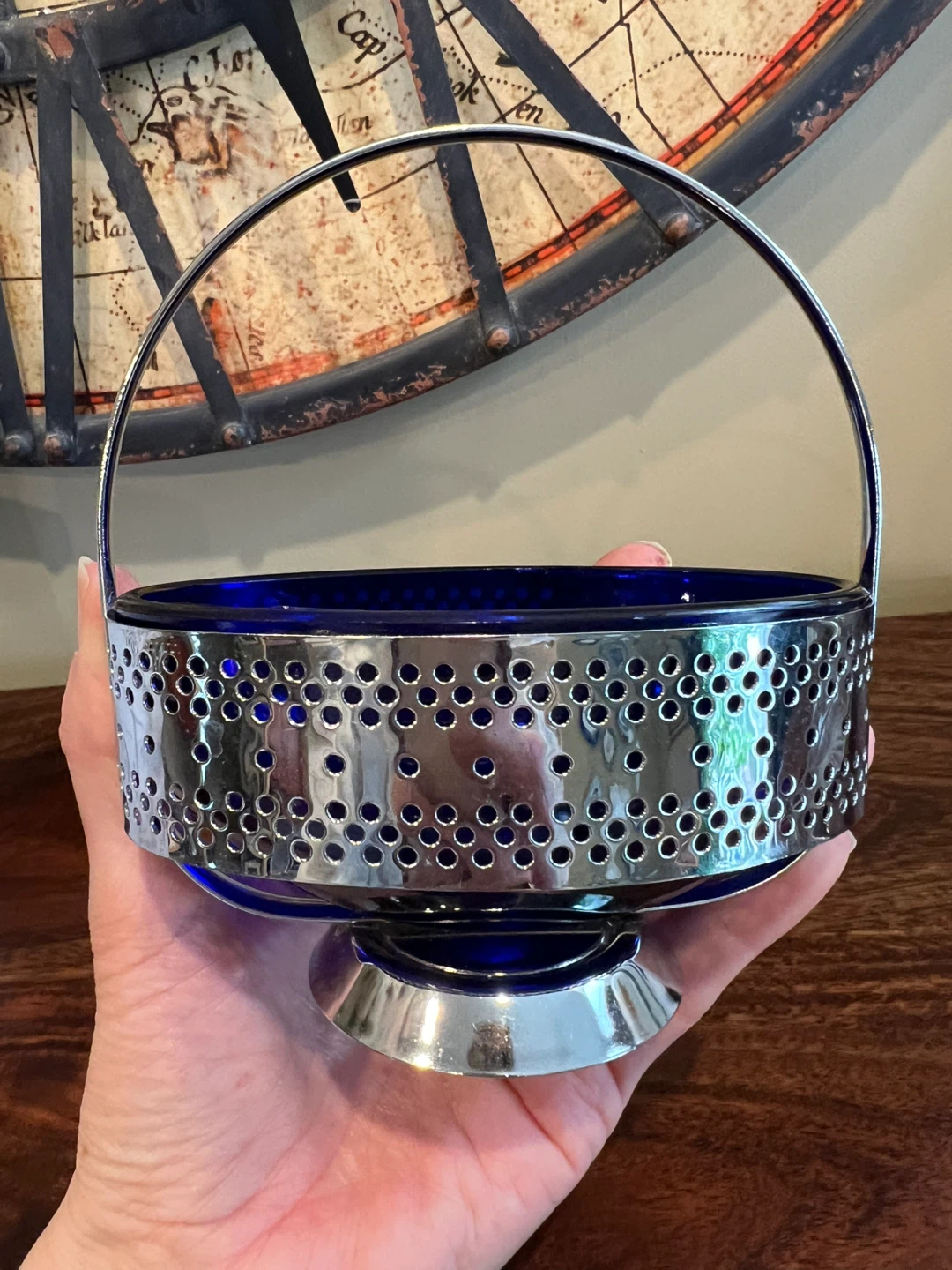 Vintage Cobalt Blue Glass Sugar Bowl/Jam/Candy Dish - photo 5