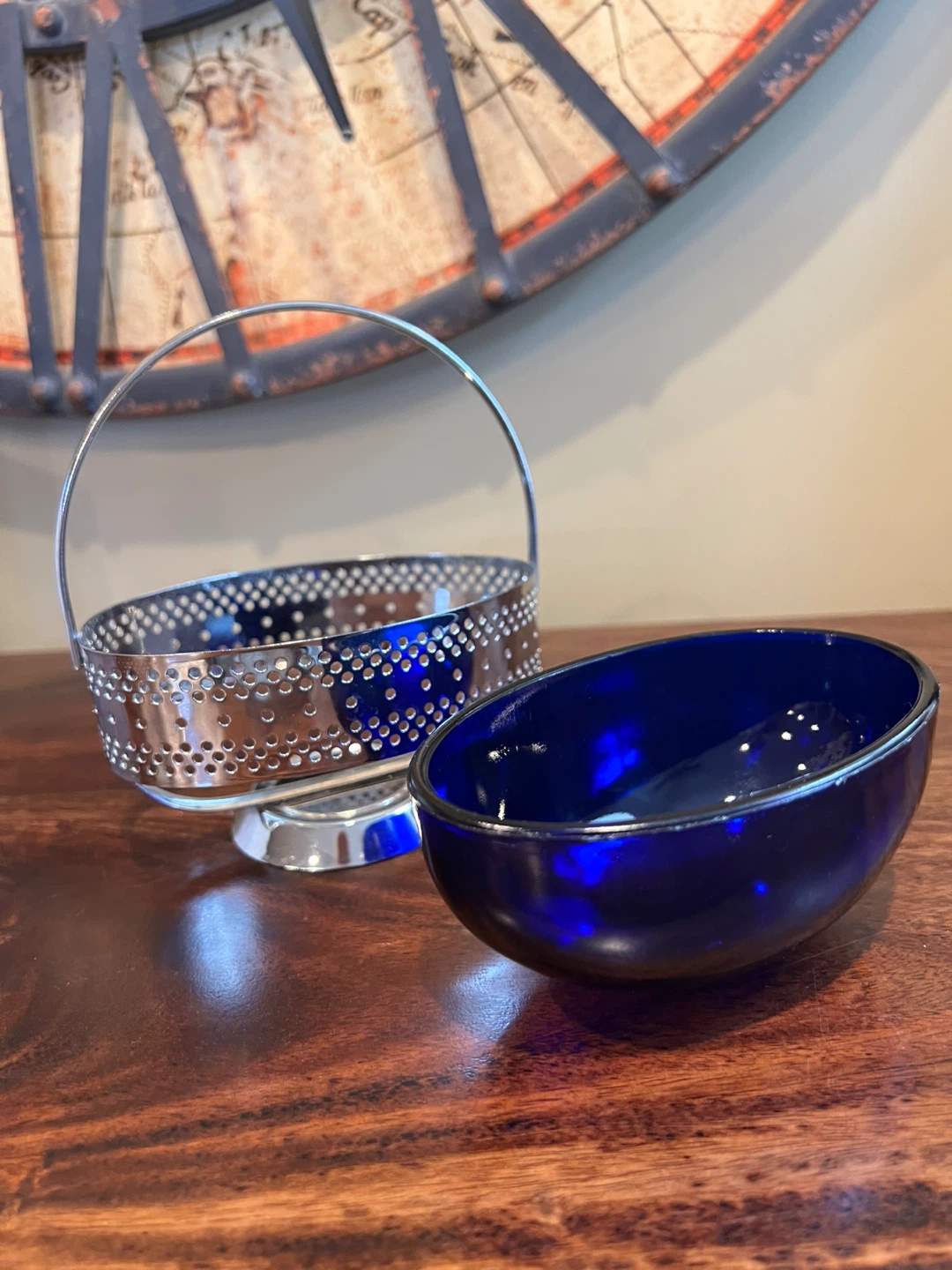 Vintage Cobalt Blue Glass Sugar Bowl/Jam/Candy Dish - photo 3