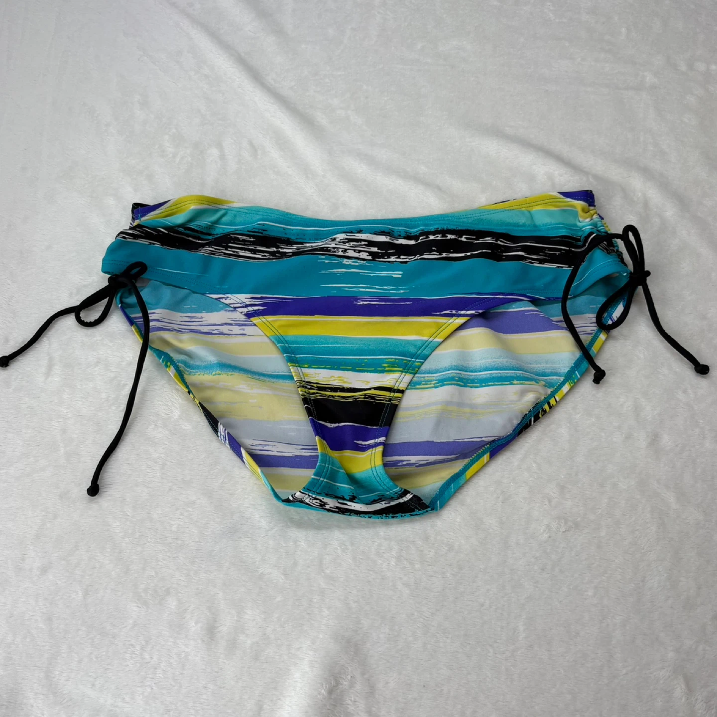 Zuma Beach Striped Side Tie Bikini Swimsuit Bottoms Size 14 - photo 2