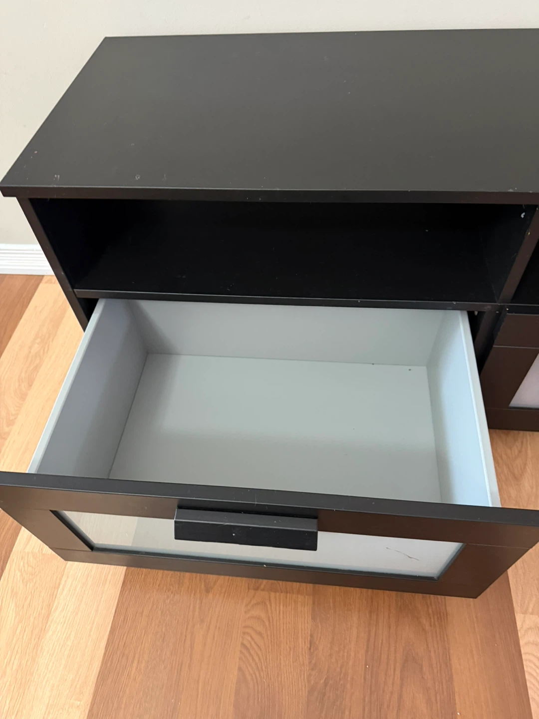 Black Entertainment Unit with 2 Frosted Doors - photo 2