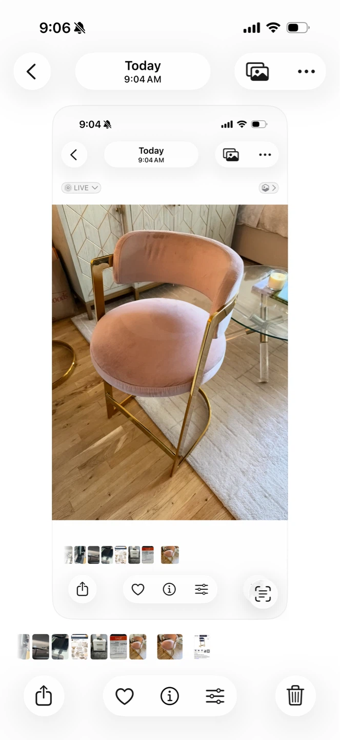Meridian Stephanie Pink Velvet Stool (Set of 2)