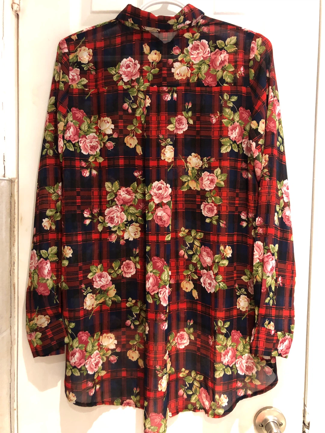 Women's Plaid Floral Print Button-Up Shirt - photo 2
