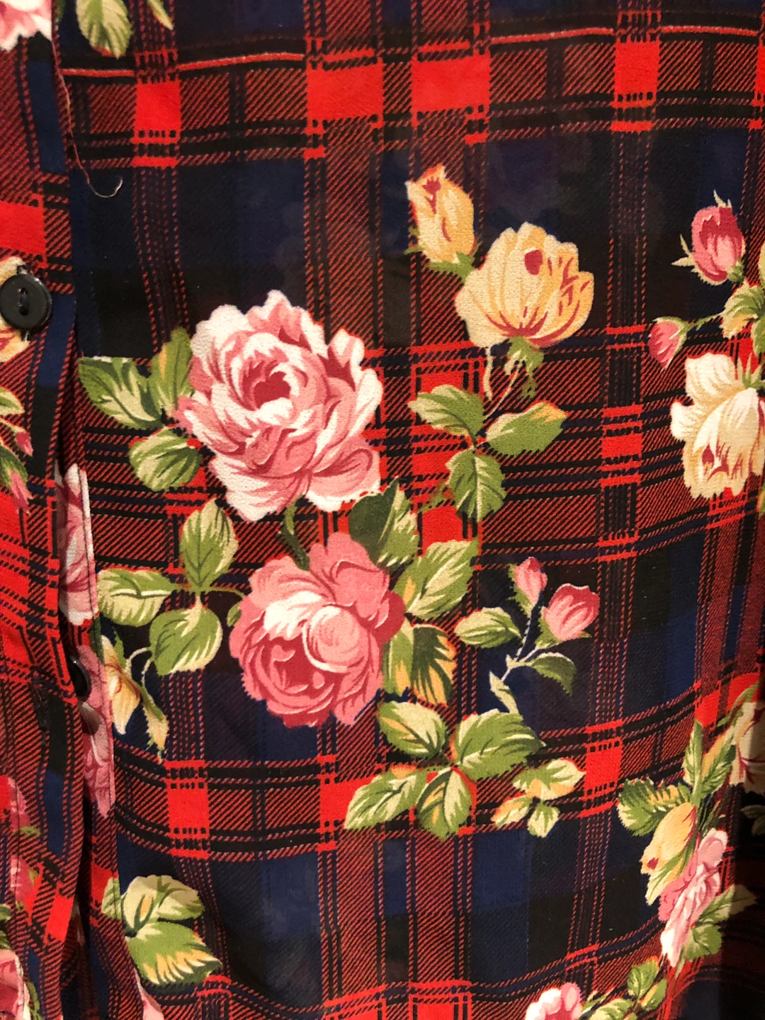 Women's Plaid Floral Print Button-Up Shirt - photo 3