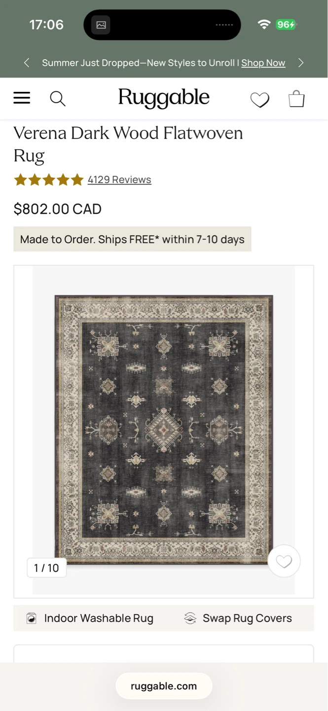 Ruggable Verena Dark Wood Flatwoven Rug