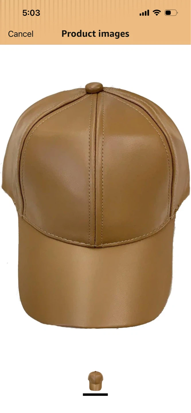 New-Men Women Baseball Cap PU Leather Hat - photo 3