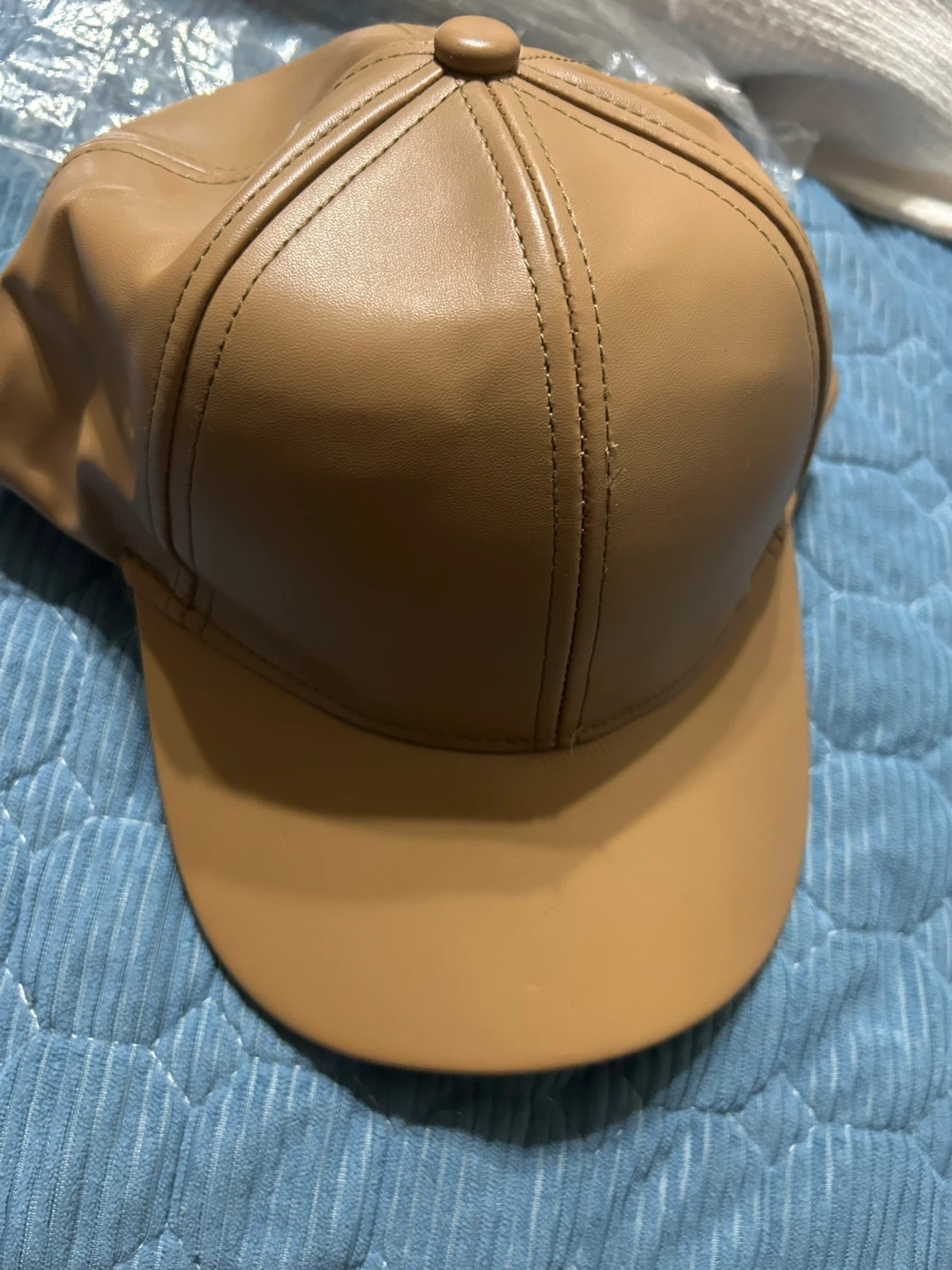 New-Men Women Baseball Cap PU Leather Hat