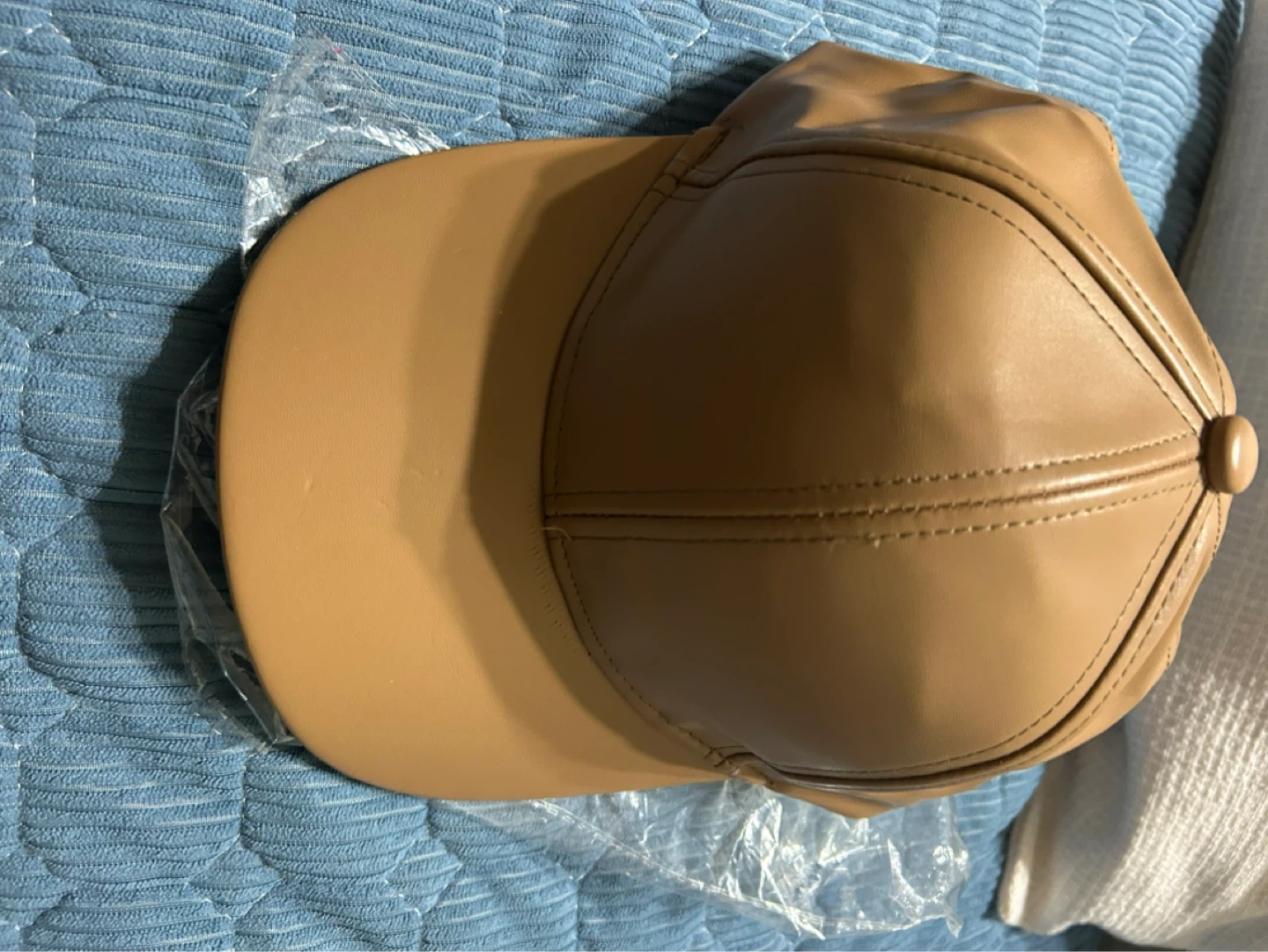 New-Men Women Baseball Cap PU Leather Hat - photo 2