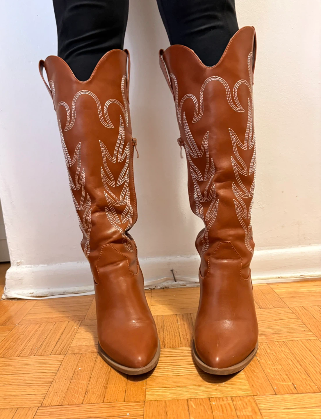 Top Moda Brown Embroidered Cowboy Boots Size 6.5 - photo 2