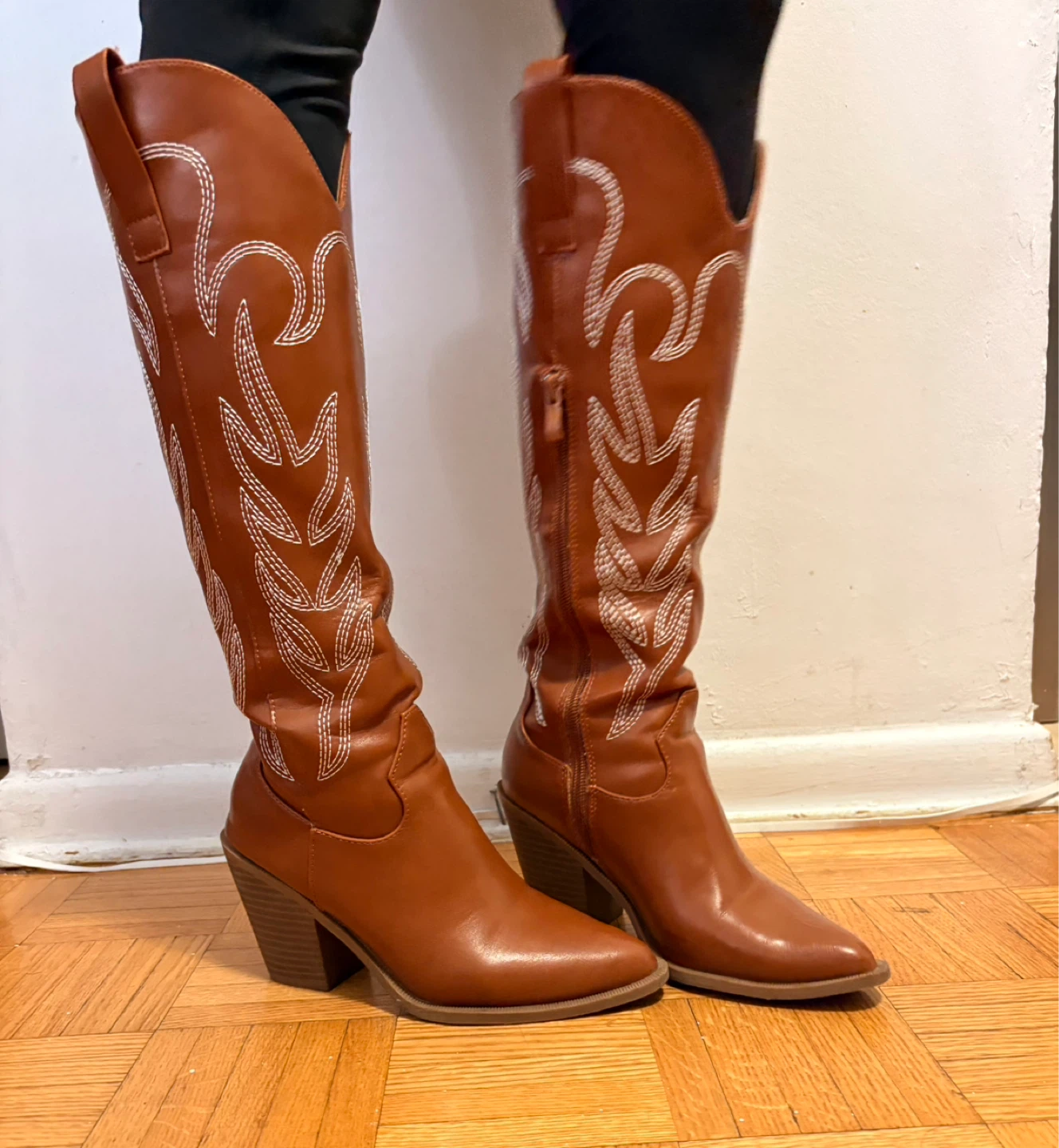 Top Moda Brown Embroidered Cowboy Boots Size 6.5
