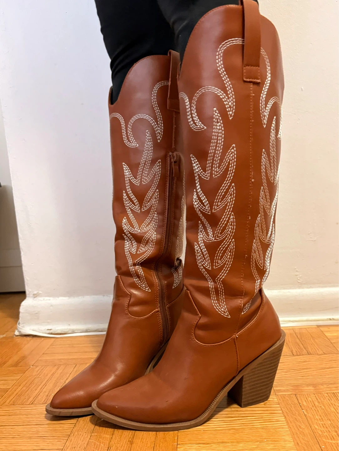 Top Moda Brown Embroidered Cowboy Boots Size 6.5 - photo 3