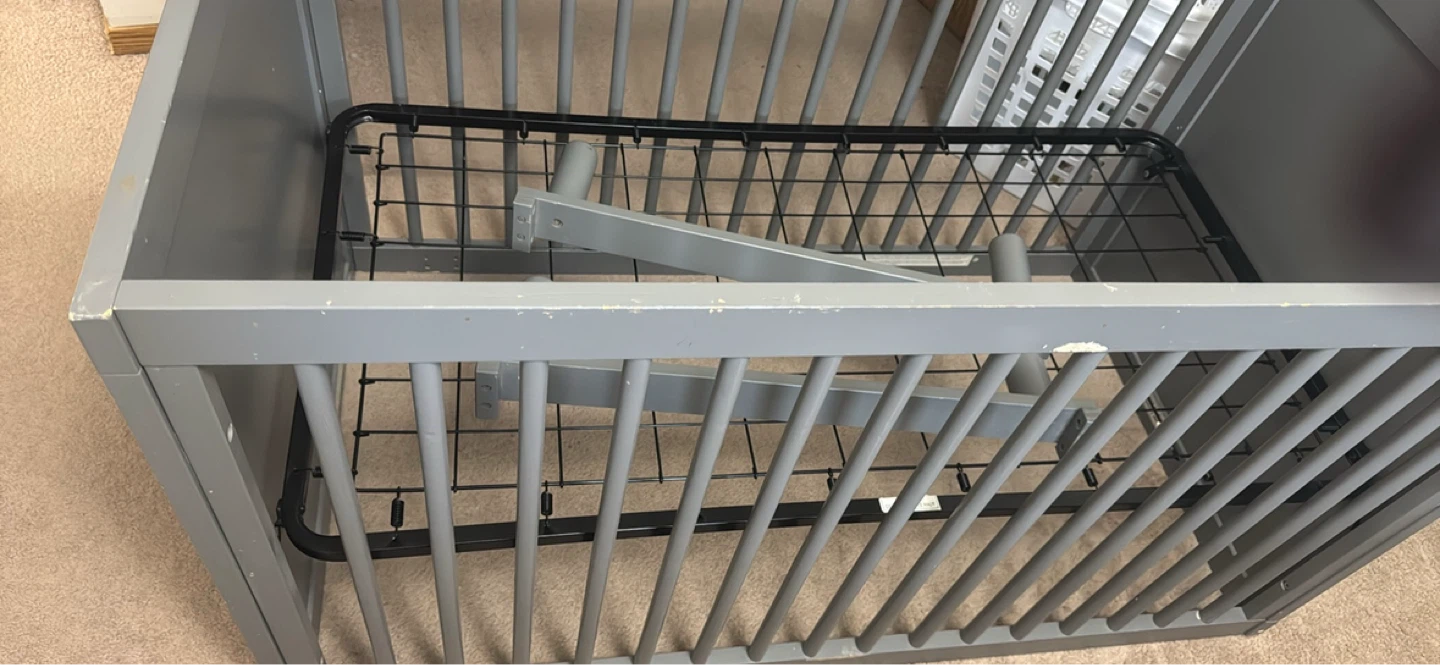 Grey Wooden Crib Frame