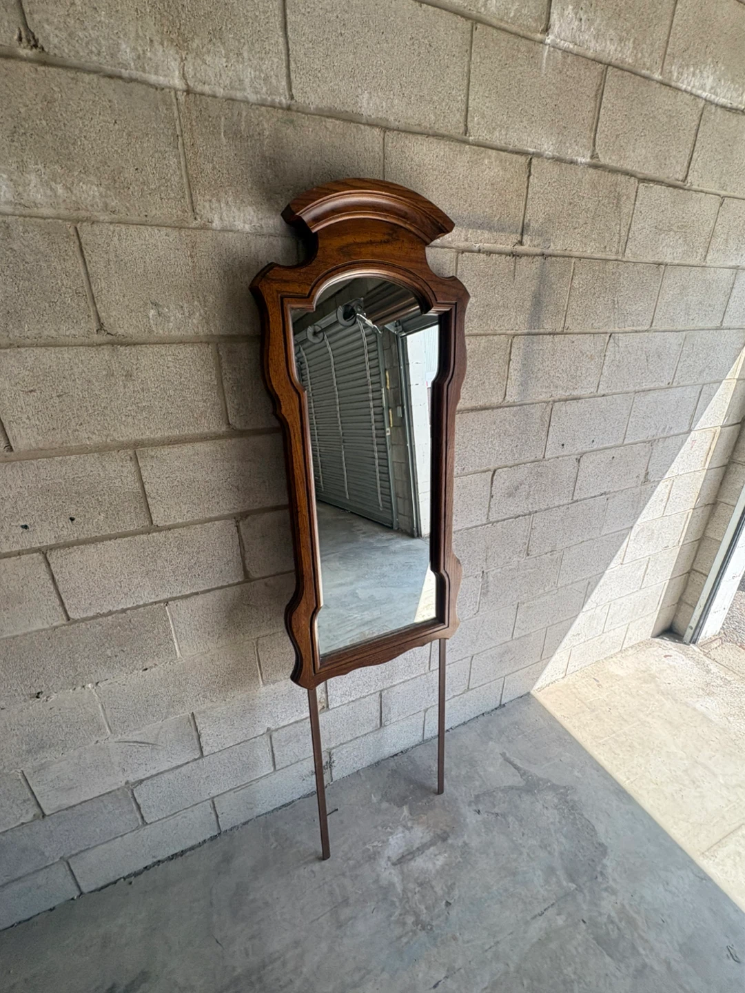 Free delivery used Vintage Wood Accent Mirror with Stand - photo 4