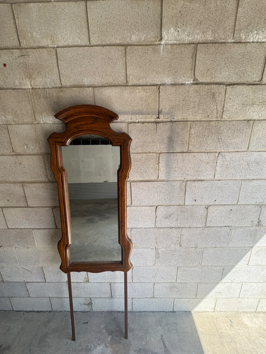 Free delivery used Vintage Wood Accent Mirror with Stand - photo 3