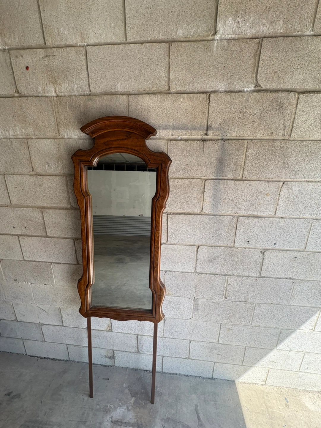 Free delivery used Vintage Wood Accent Mirror with Stand - photo 2