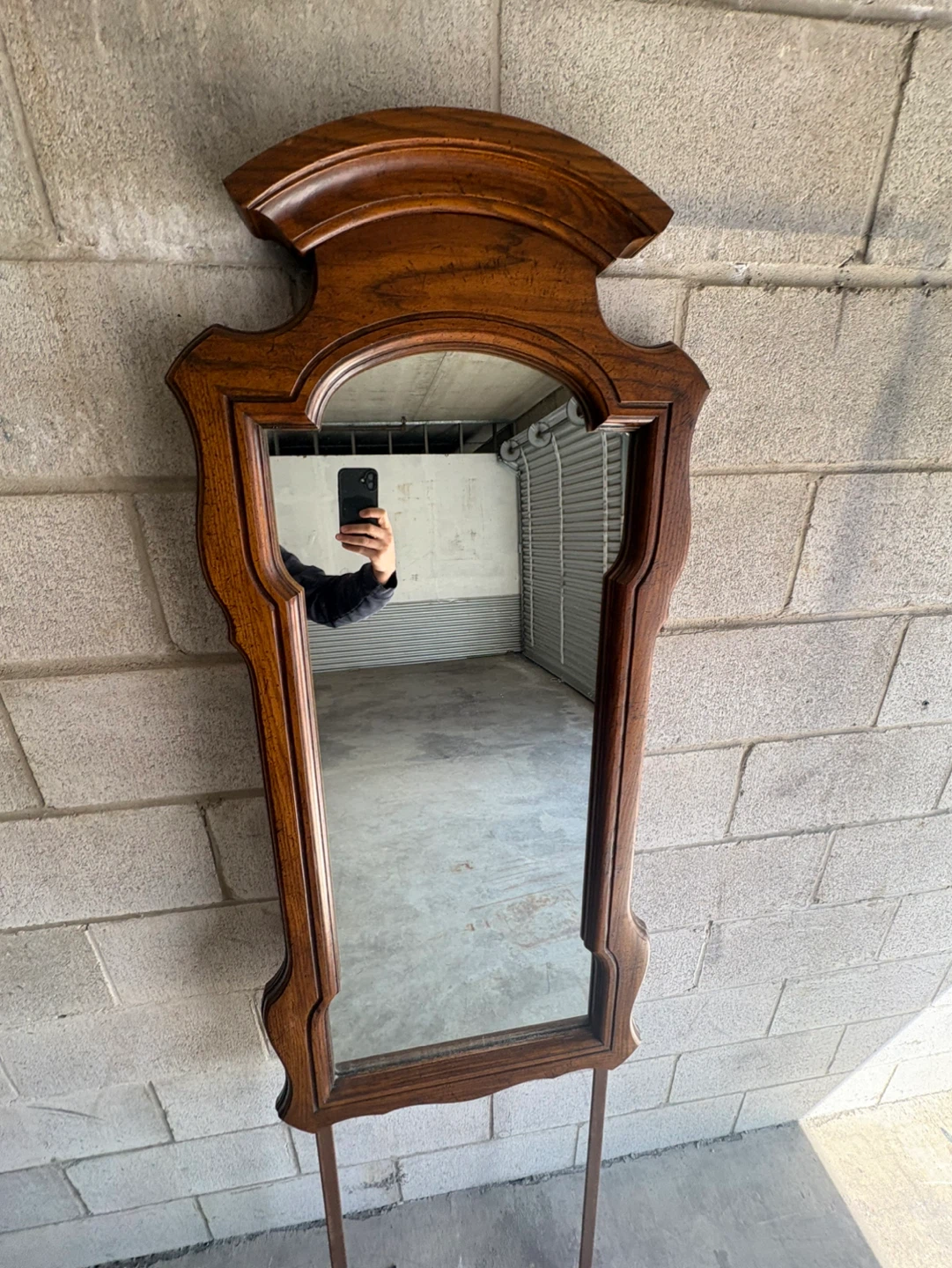 Free delivery used Vintage Wood Accent Mirror with Stand - photo 5