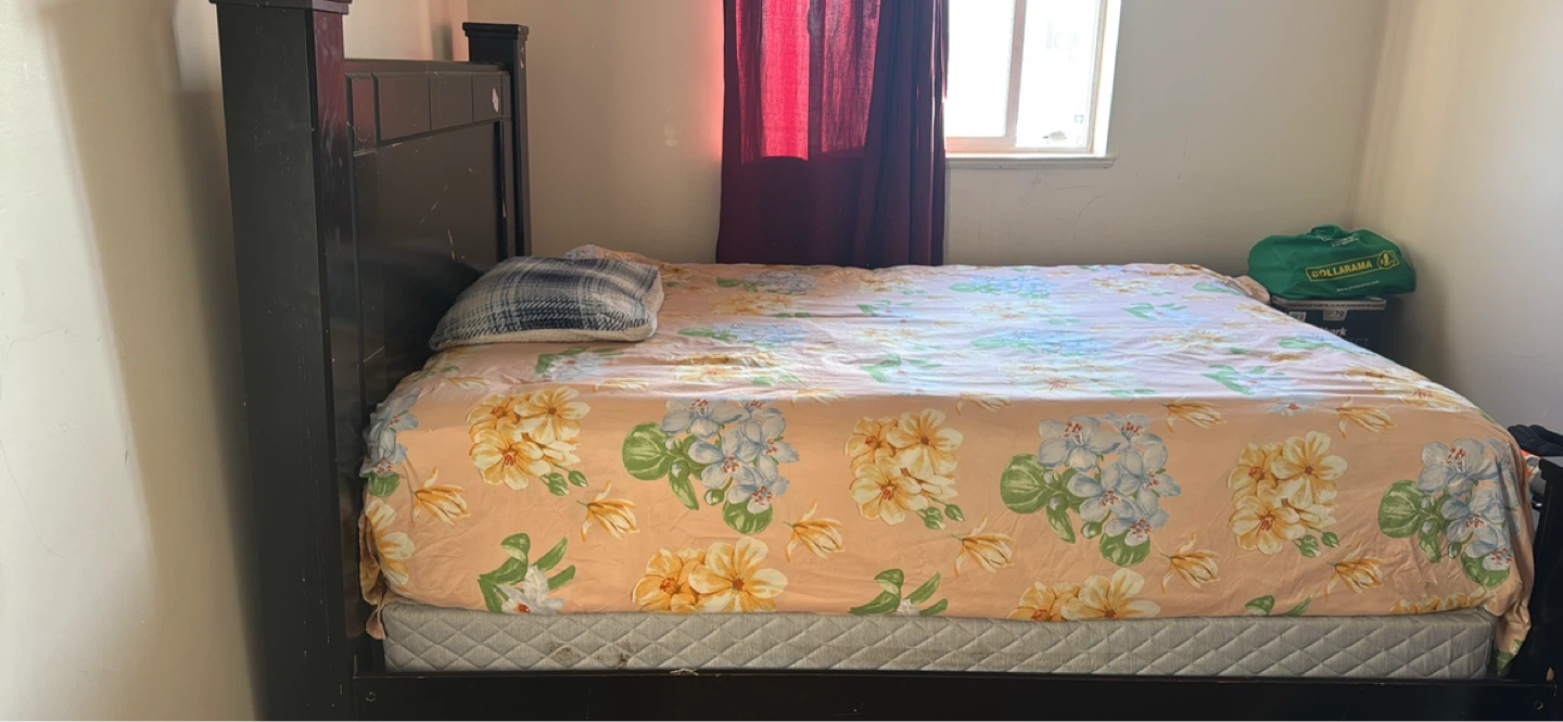 Queen Matress with Wood Bed Frame