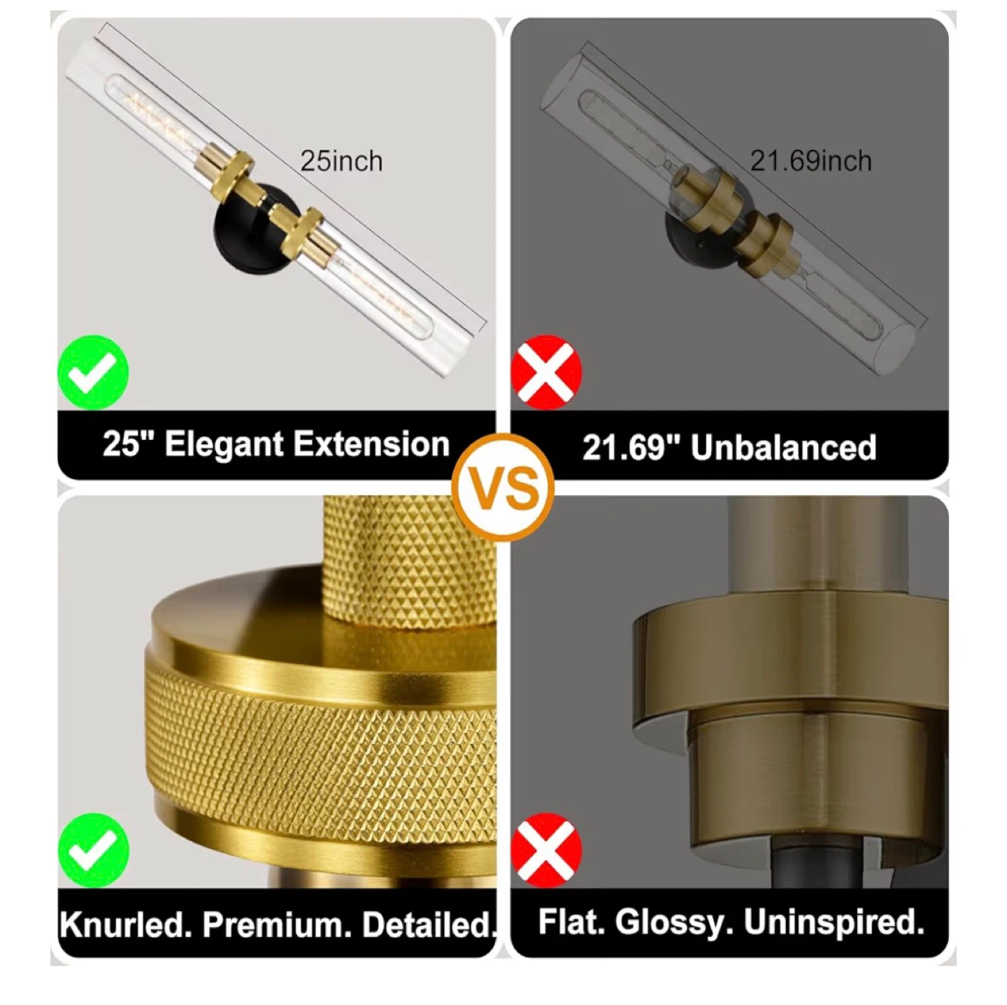 Modern Gold & Black Glass Tube Wall Sconce Set - photo 4