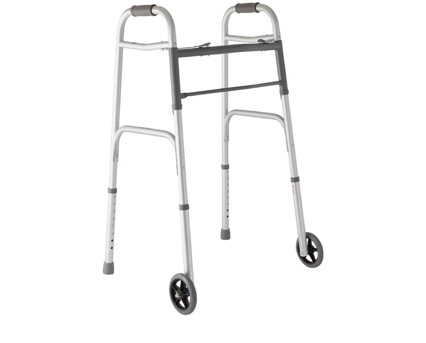 Silver Folding Walker with 5" Wheels
