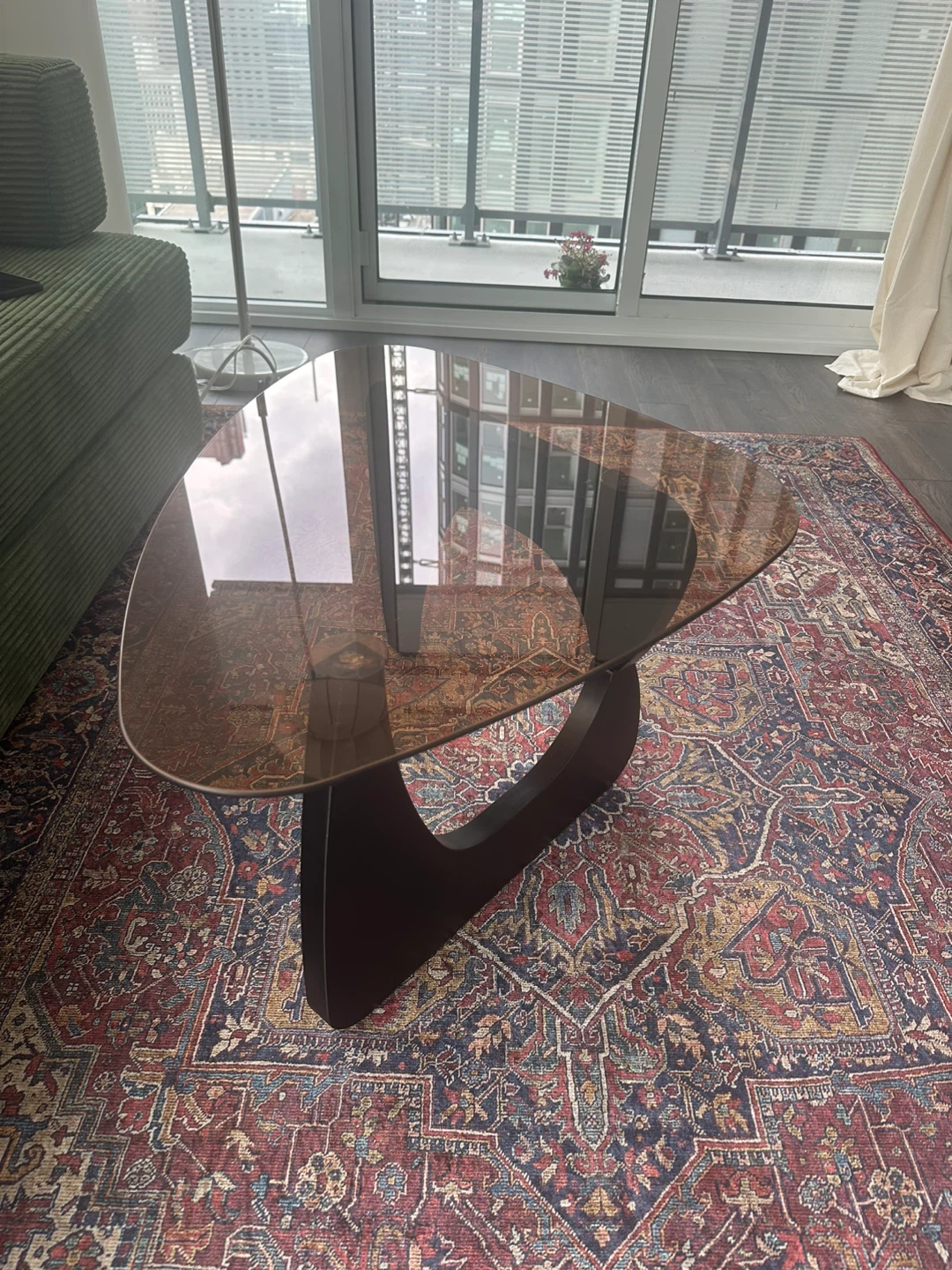 Coffee table brown glass and wood
