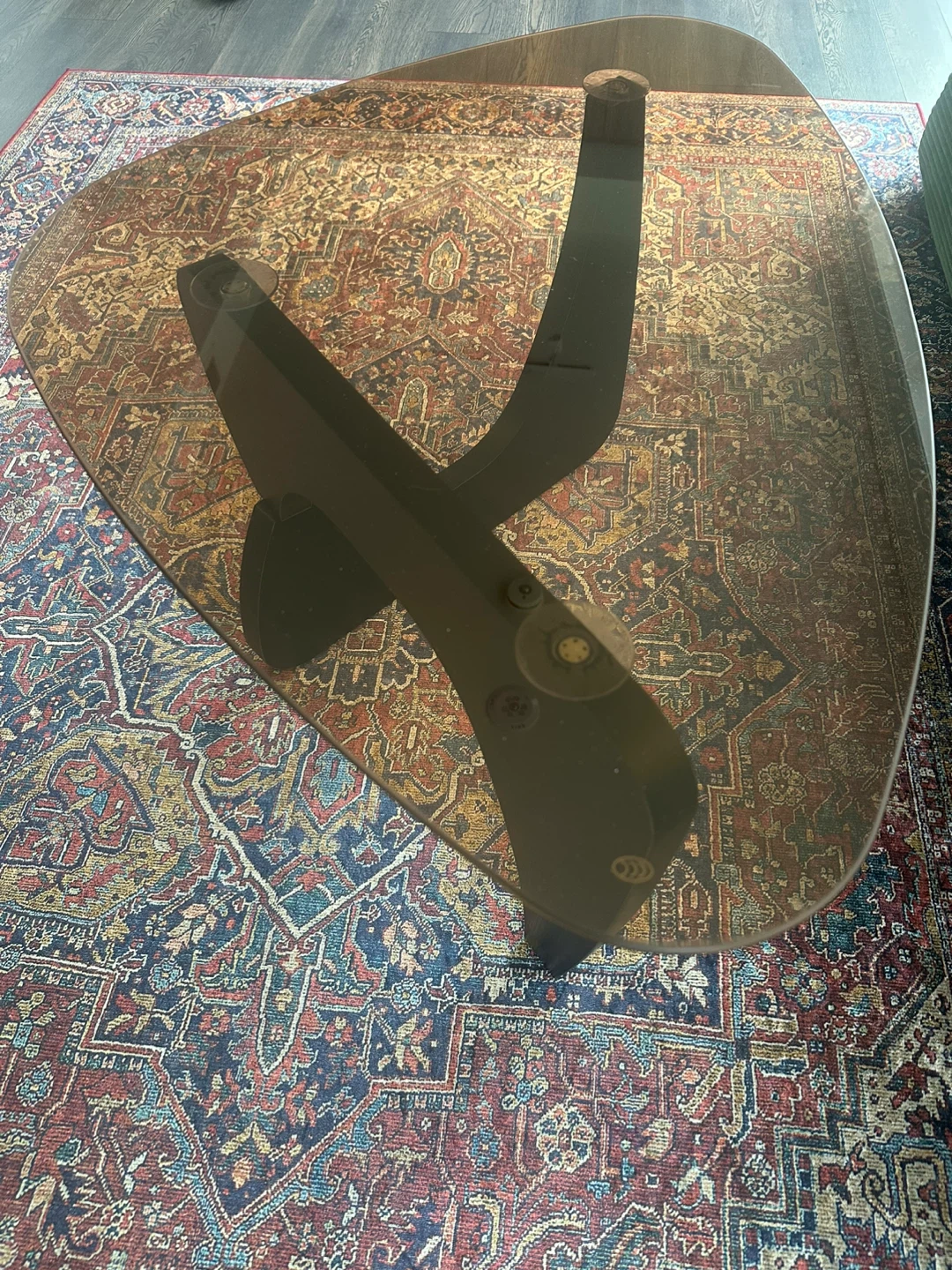 Coffee table brown glass and wood - photo 2