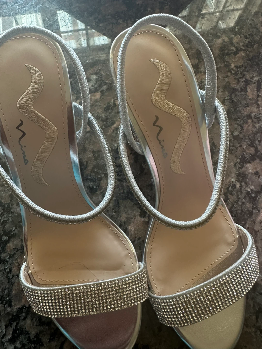 Nina Silver Embellished Strappy Heels - photo 2