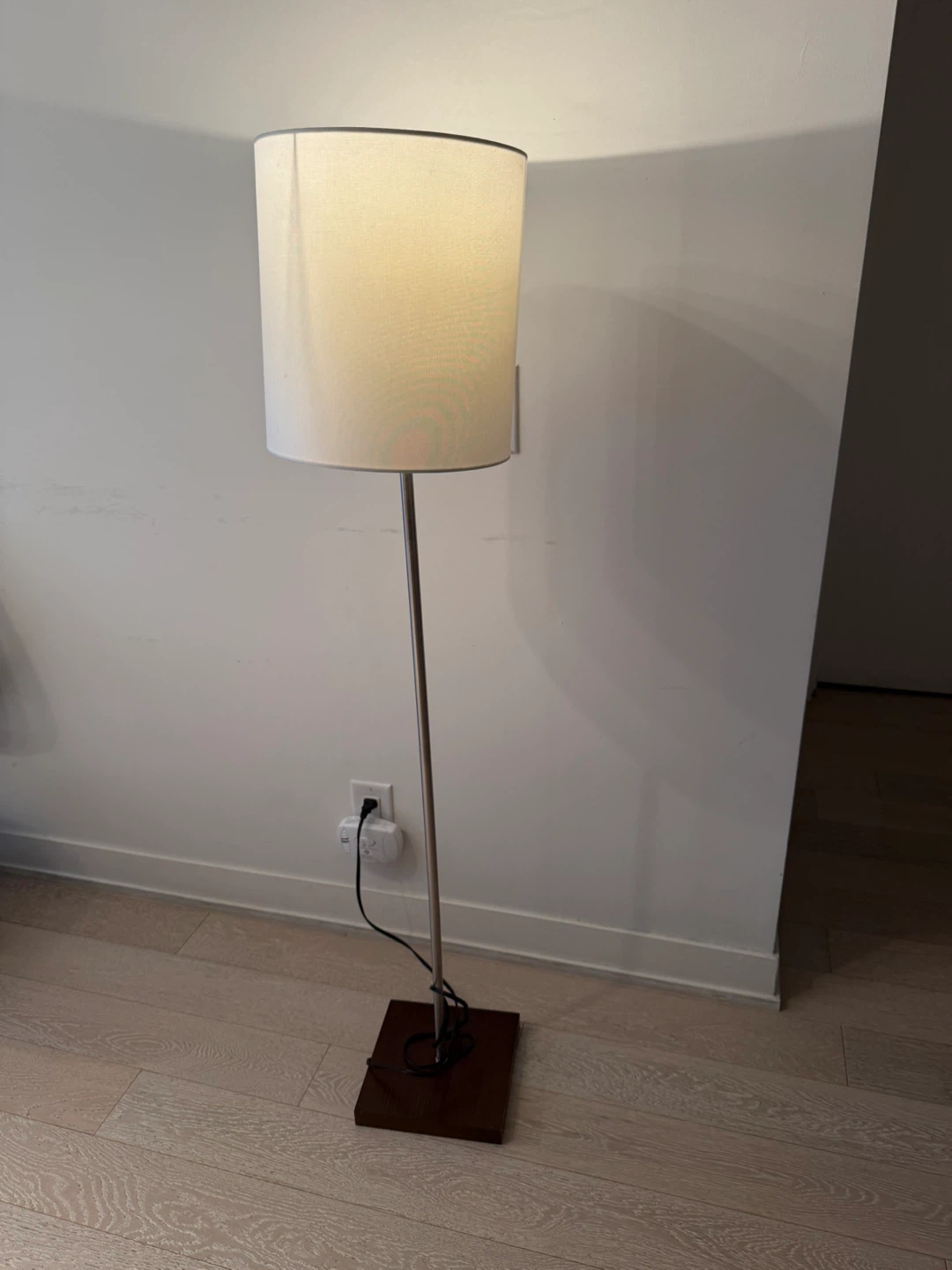 Modern Floor Lamp with Wood Base