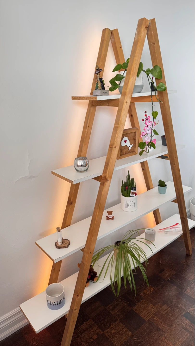 Wooden A-Frame Ladder Shelf
