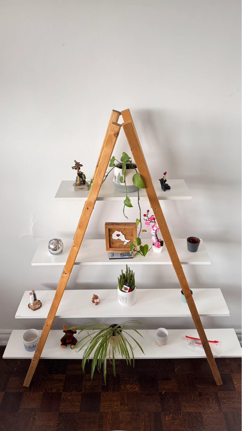 Wooden A-Frame Ladder Shelf - photo 2