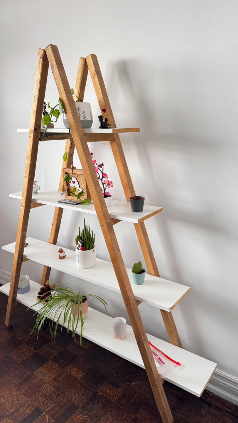 Wooden A-Frame Ladder Shelf - photo 3
