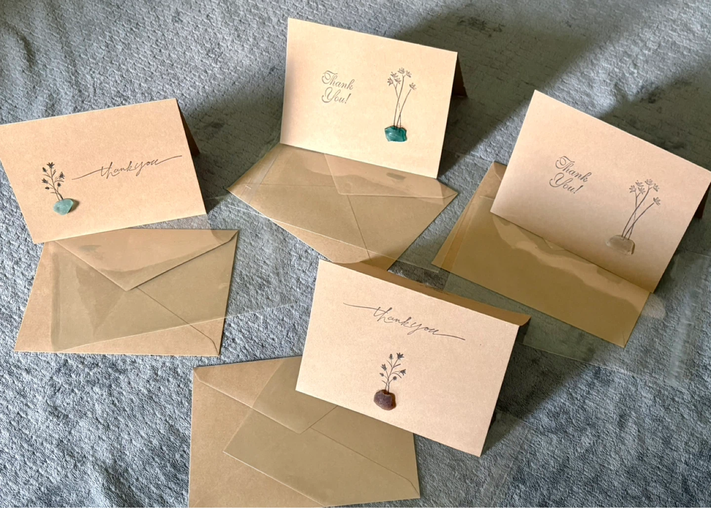 $20- 4pk SeaGlass Thank You Cards- Set #4
