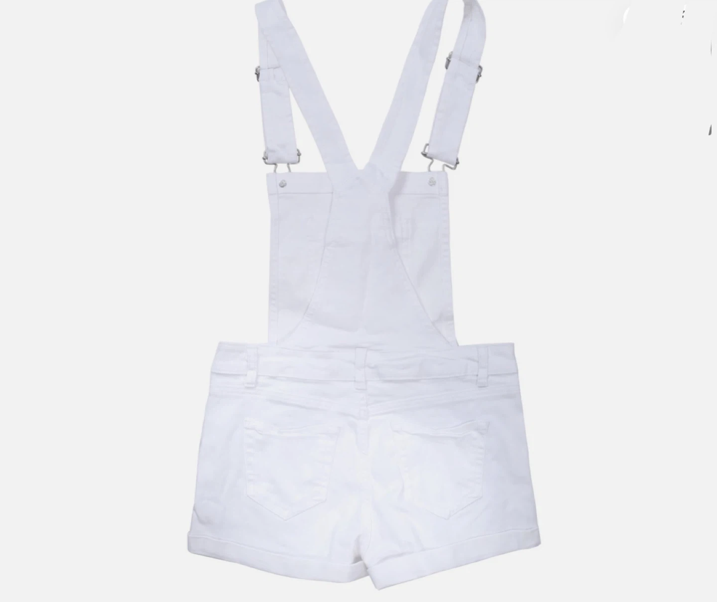 White Denim Short Overalls - photo 2